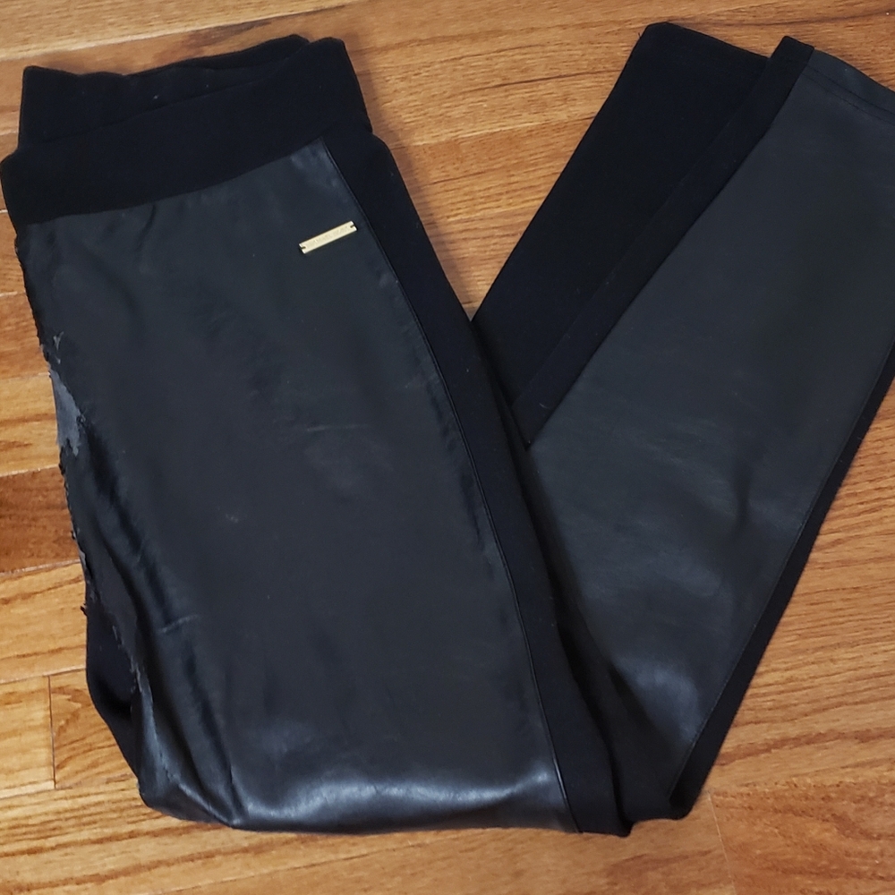 Michael Kors black stretch pants faux leather size medium *read description*